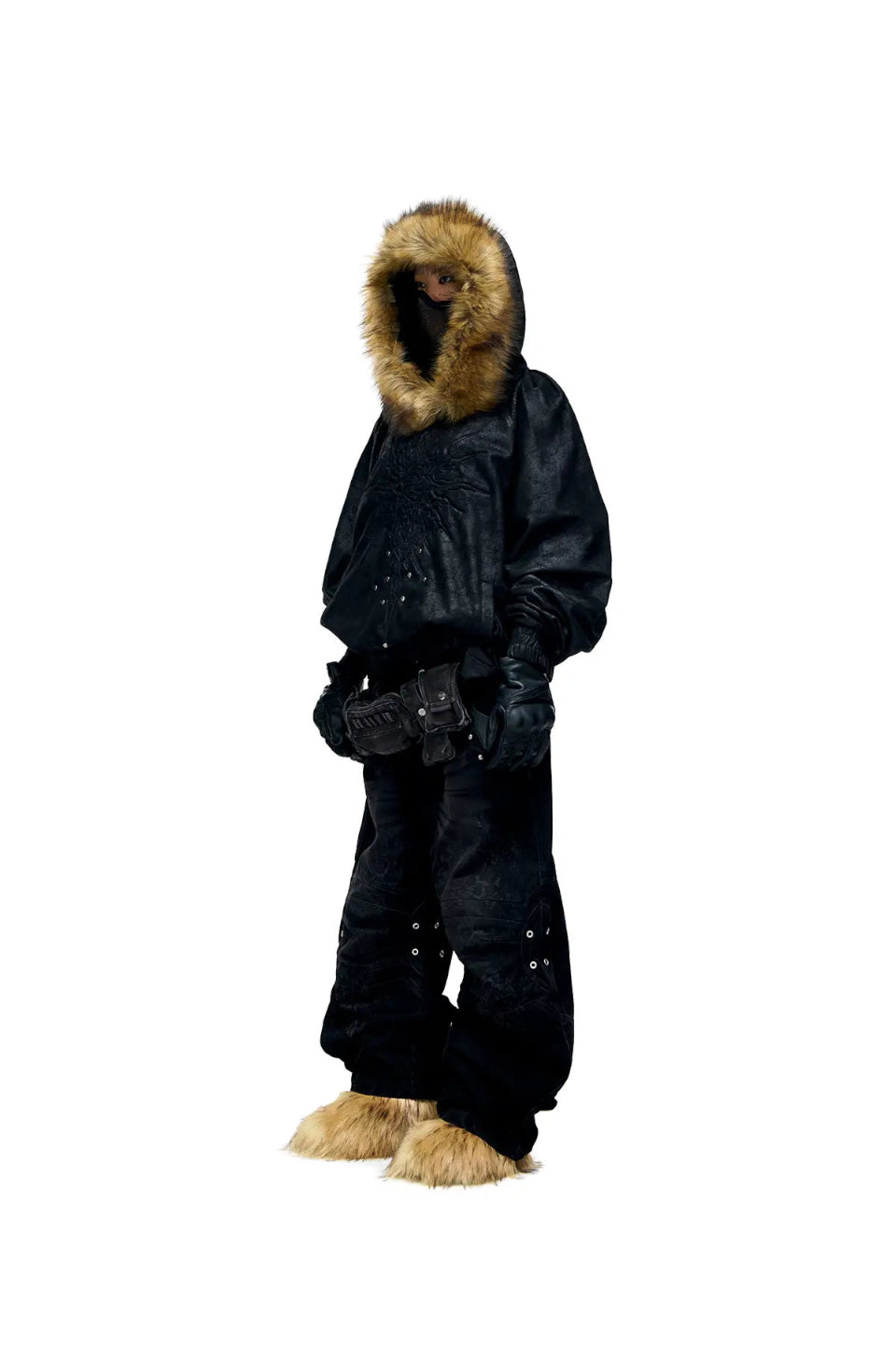 Sun Totem Fur Collar Hoodie
