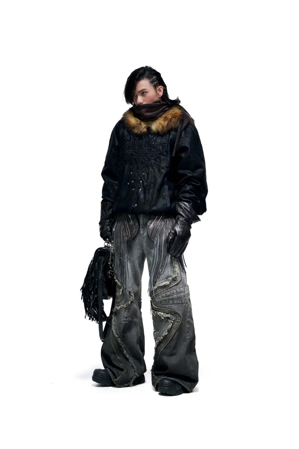Sun Totem Fur Collar Hoodie