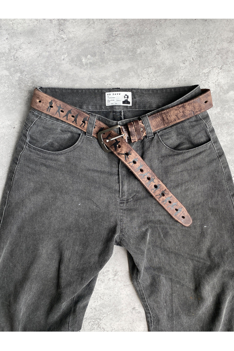 TAIJI Distressed 36 Hole Multipurpose Leather Belt