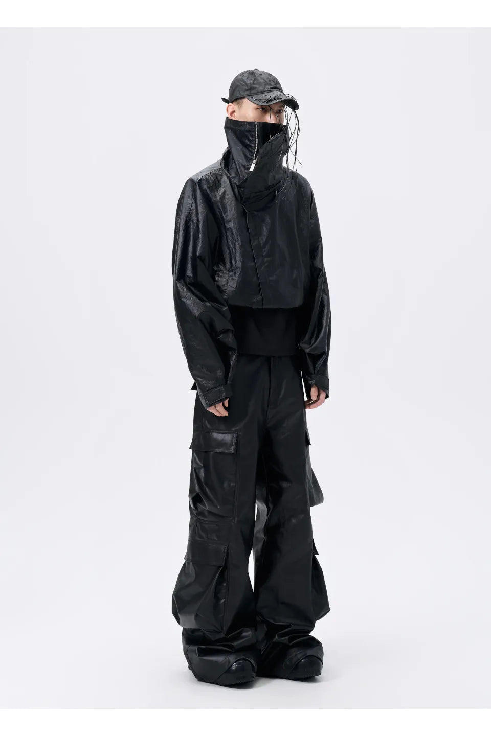 Texture Drawstring Shell Jacket