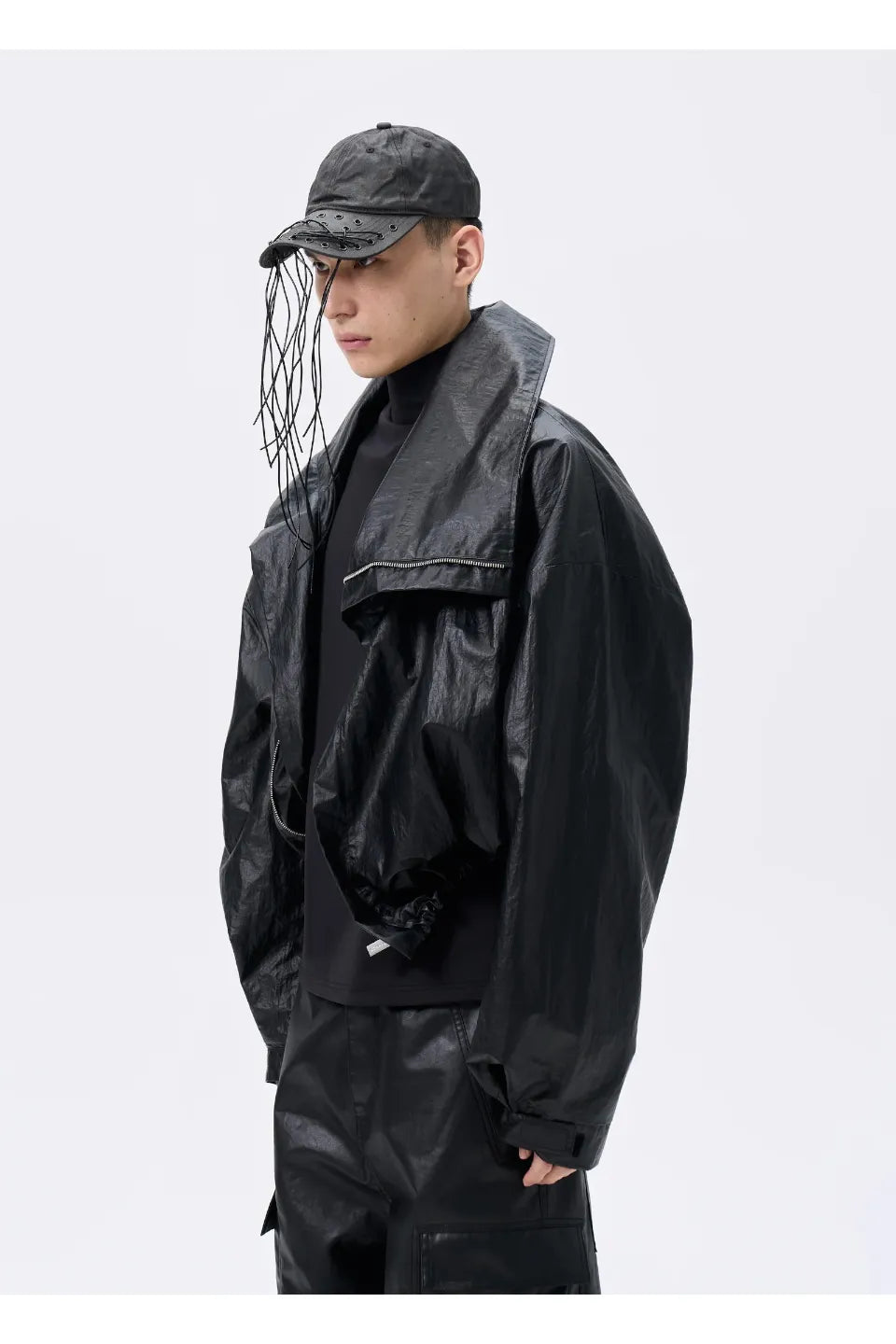 Texture Drawstring Shell Jacket