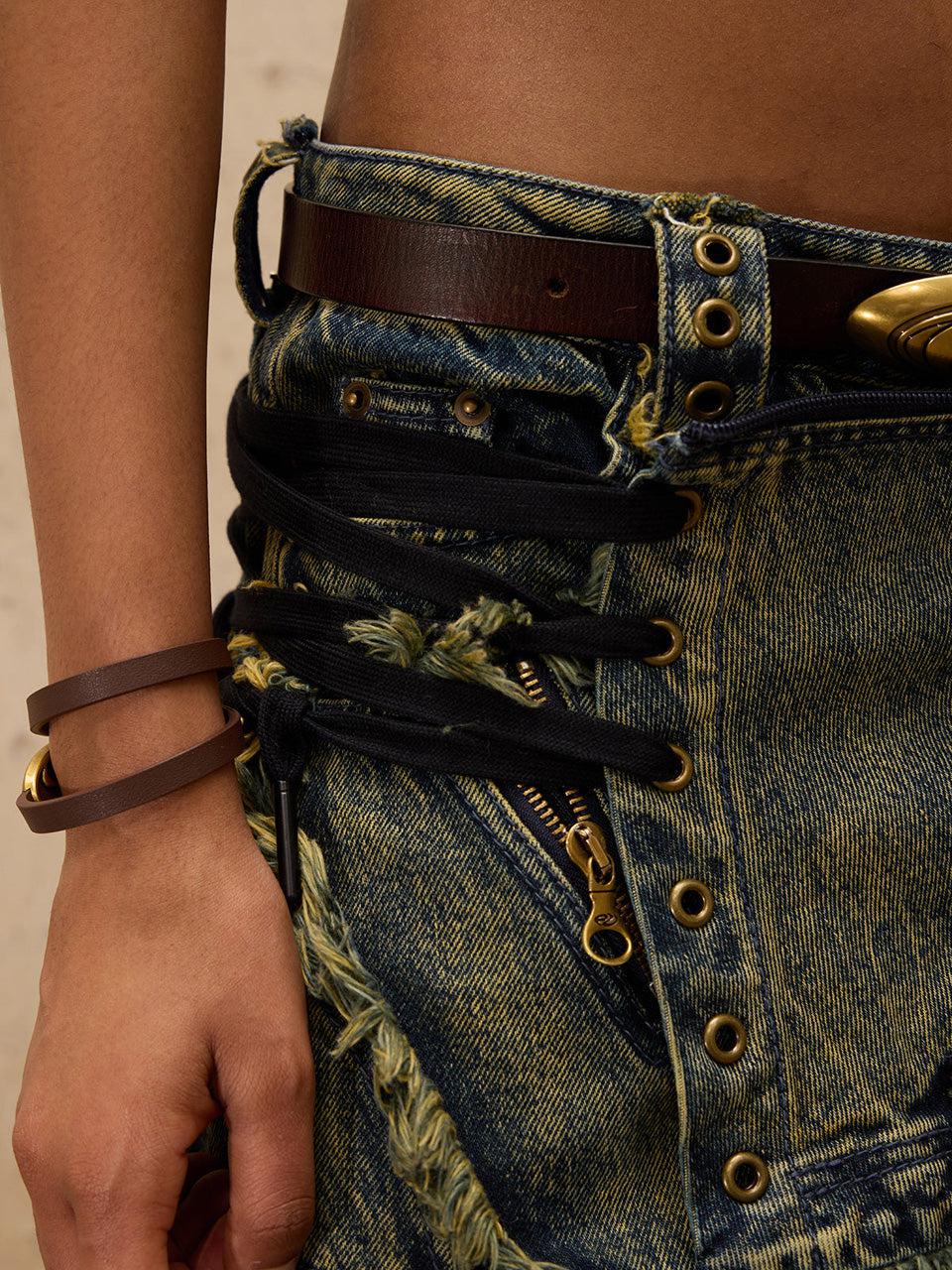 Three Stage Faded Maxi Denim Skirt