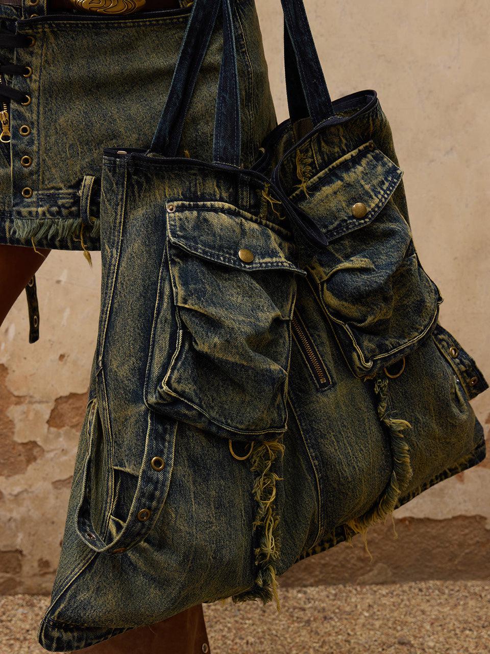 Three Stage Faded Maxi Denim Skirt