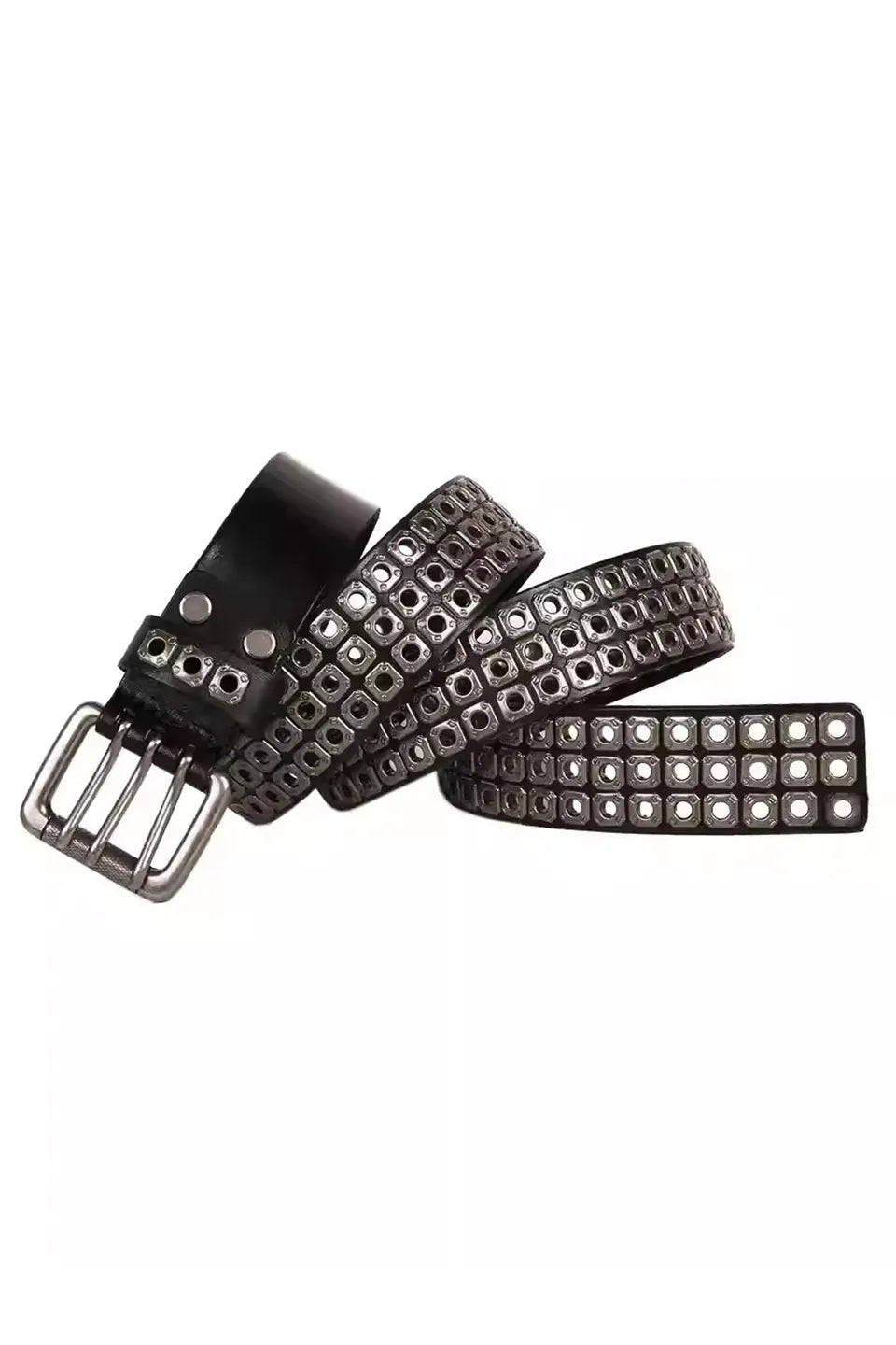 Triple Rivet Leather Belt