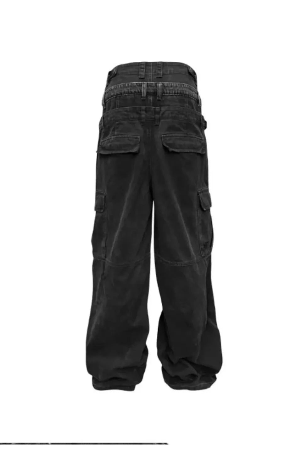Triple Waistband Distressed Cargo Jeans