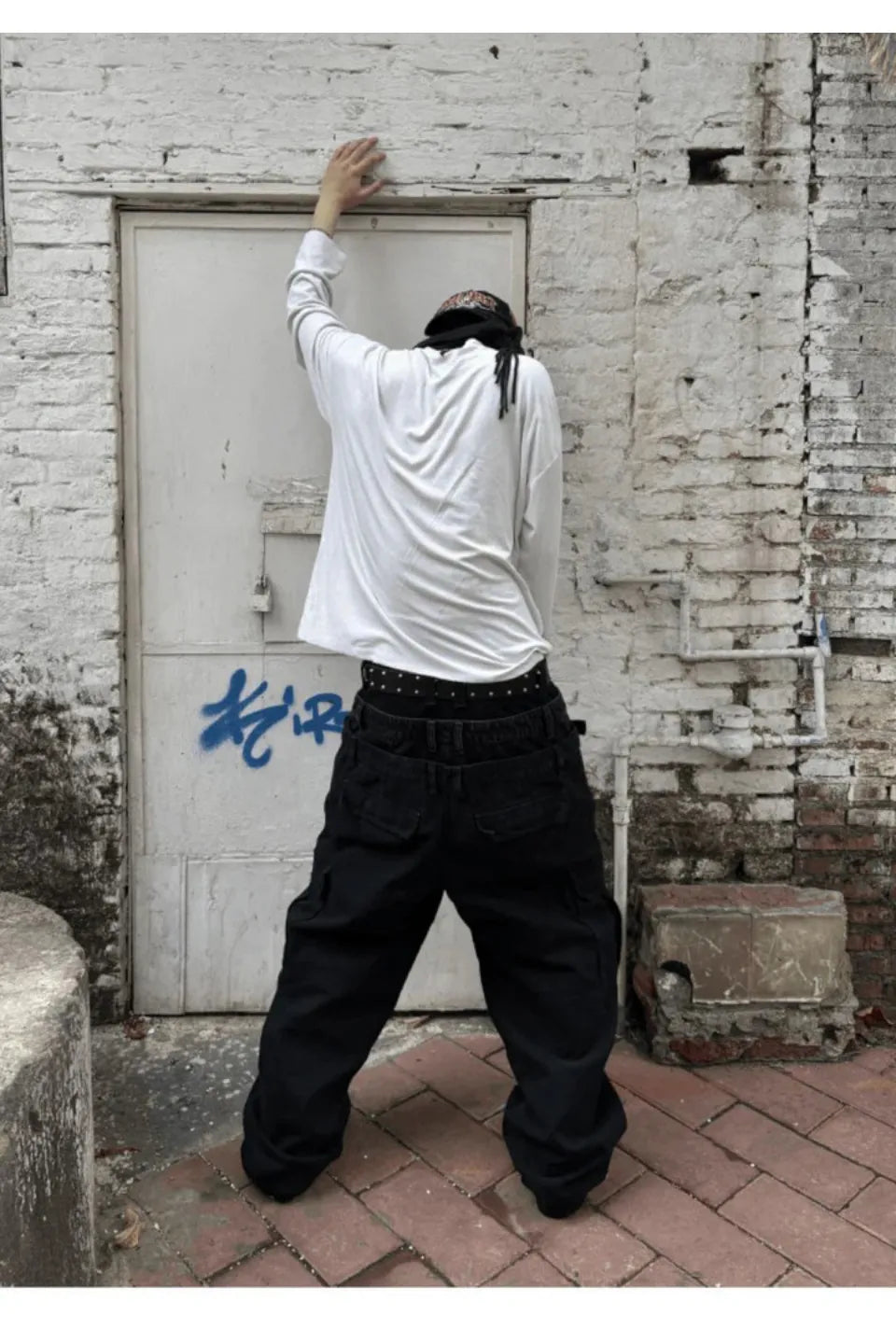 Triple Waistband Distressed Cargo Jeans