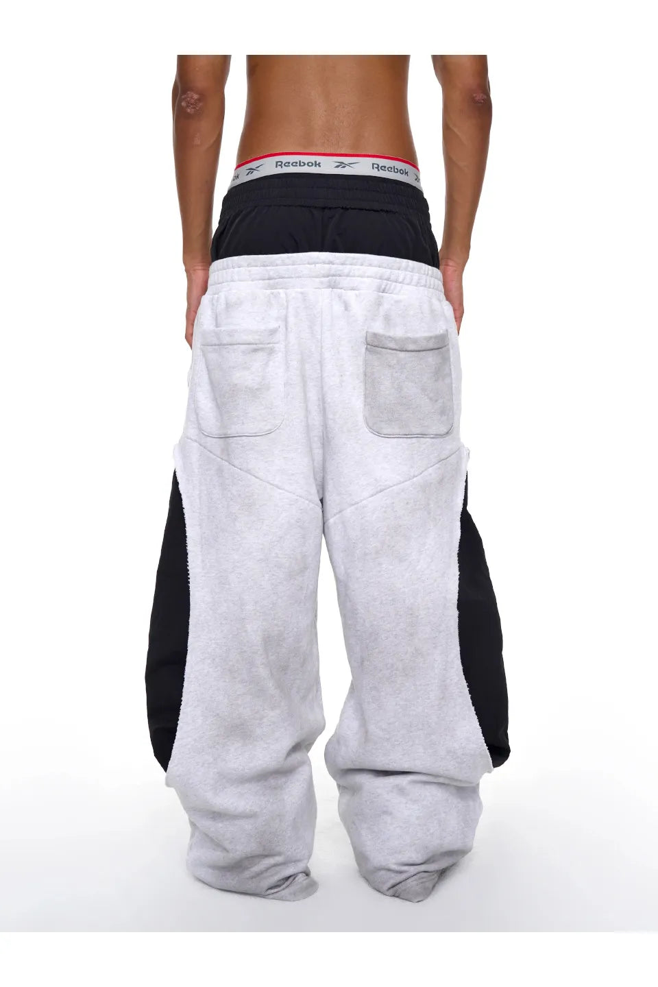 Two Tone Double Waist Wide Leg Pants