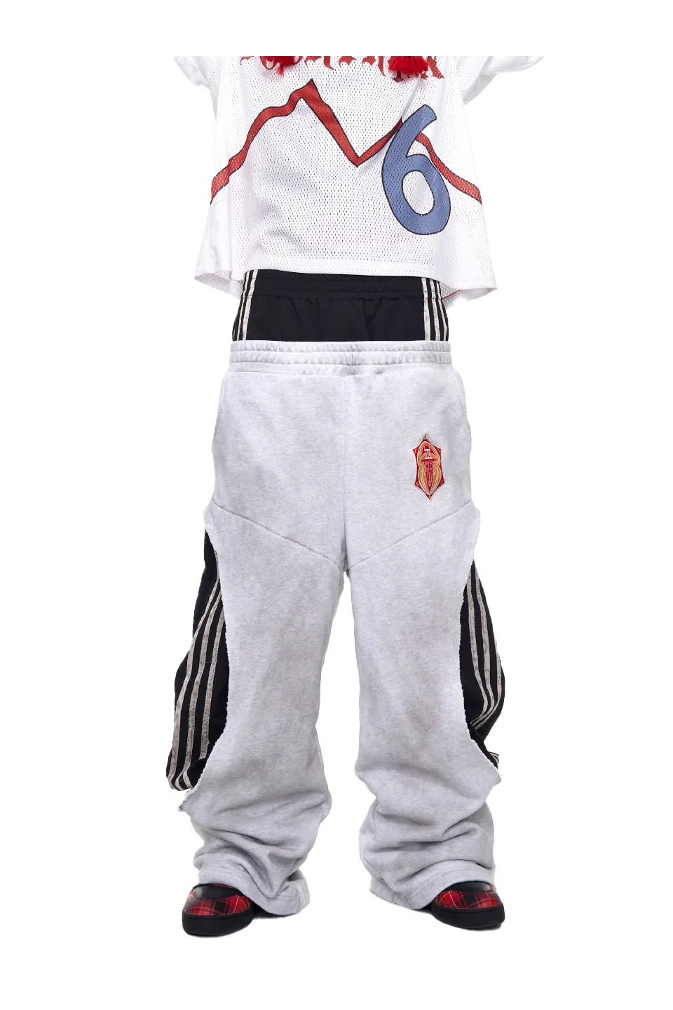 Two Tone Double Waist Wide Leg Pants