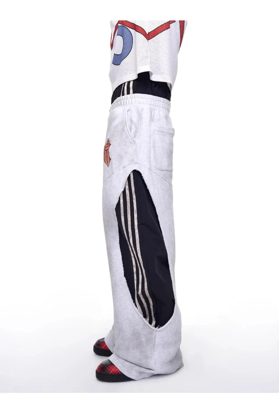 Two Tone Double Waist Wide Leg Pants