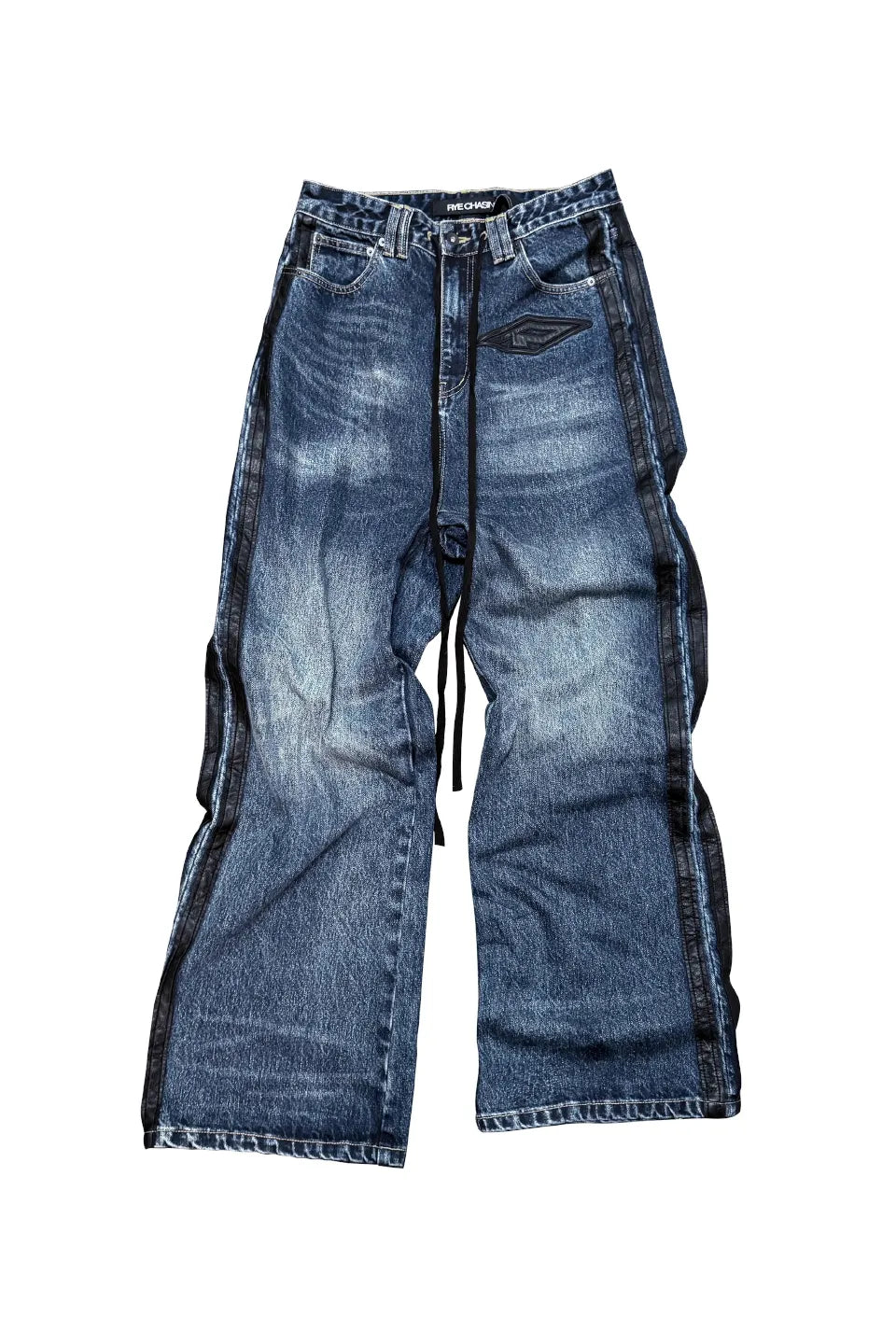 RYE CHASIN ダメージ加工ワイドパンツ hiphop street RYE CHASIN ダメージ加工ワイドパンツ hiphop street