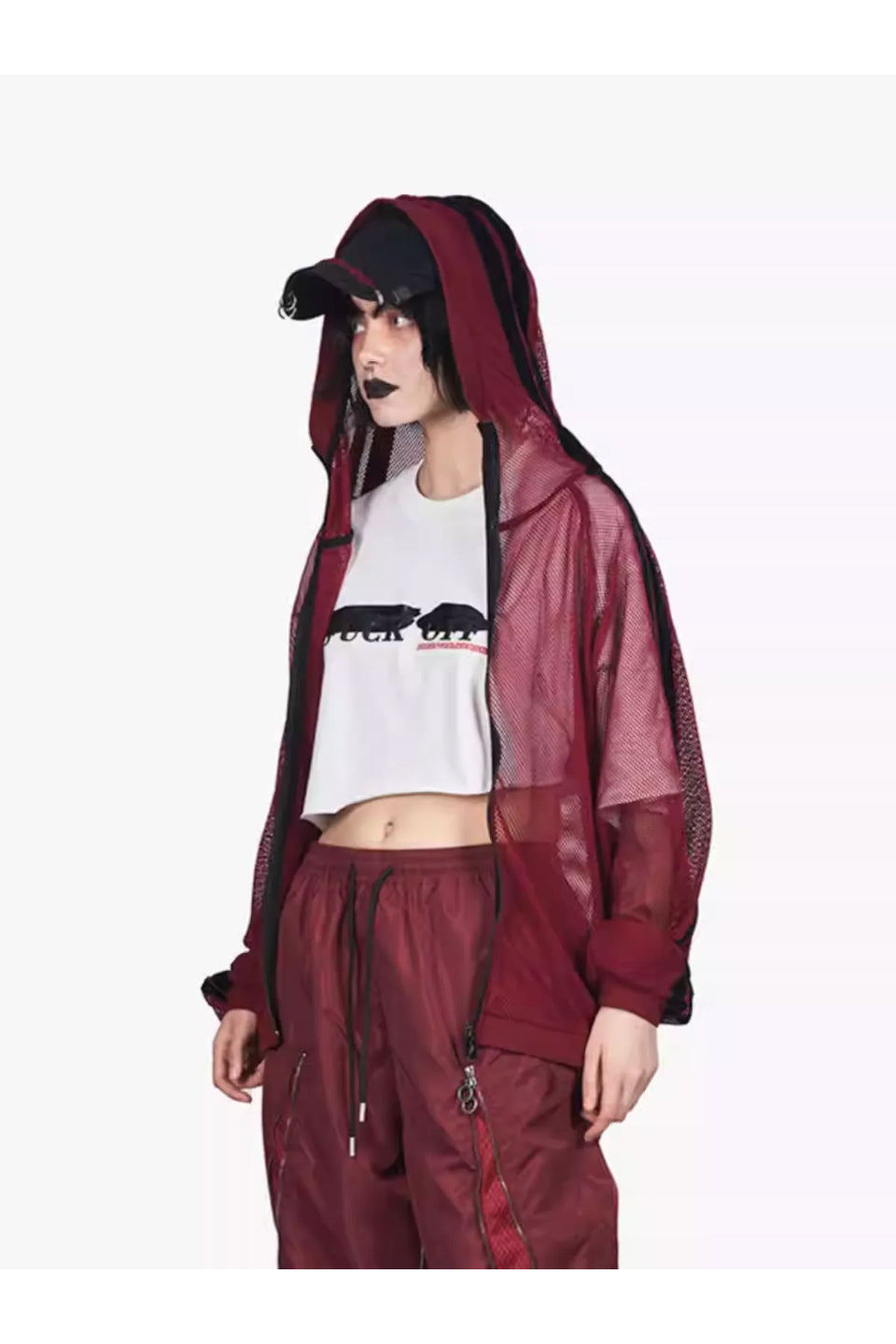 Velor Double Line Mesh Hoodie