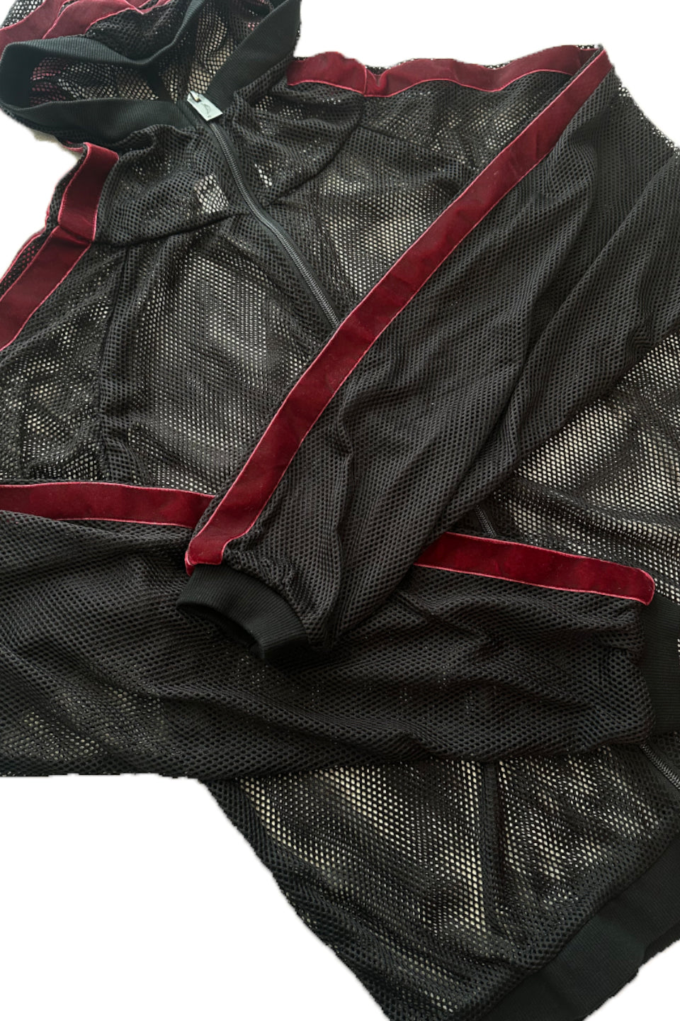 Velor Double Line Mesh Hoodie