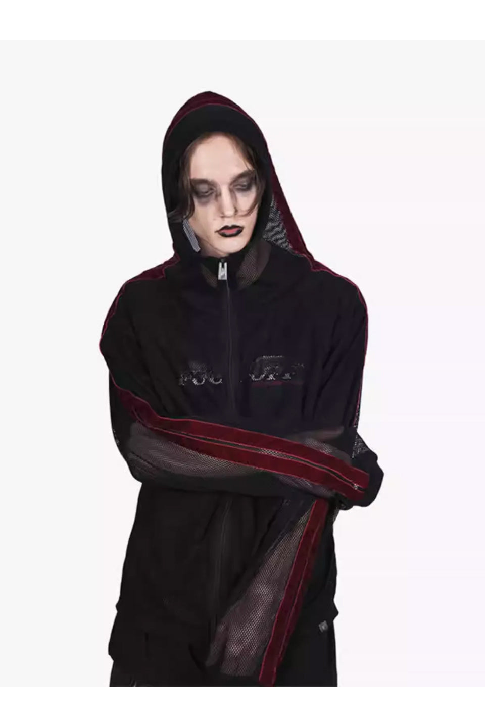Velor Double Line Mesh Hoodie
