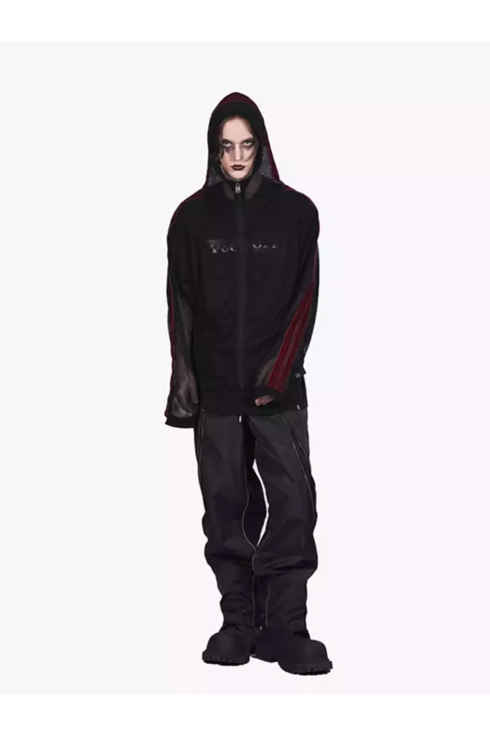 Velor Double Line Mesh Hoodie