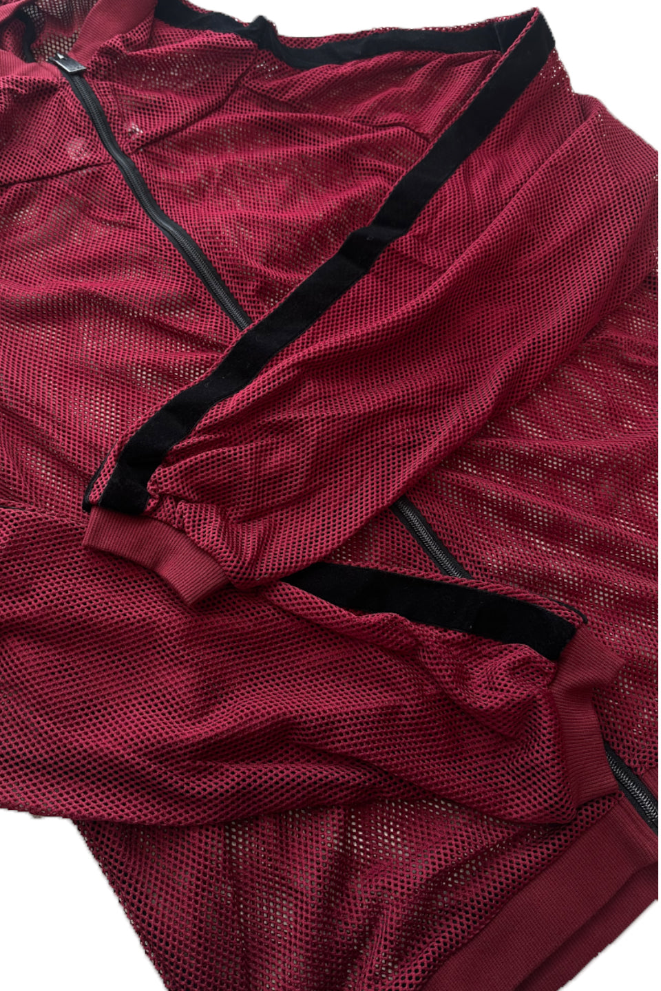Velor Double Line Mesh Hoodie