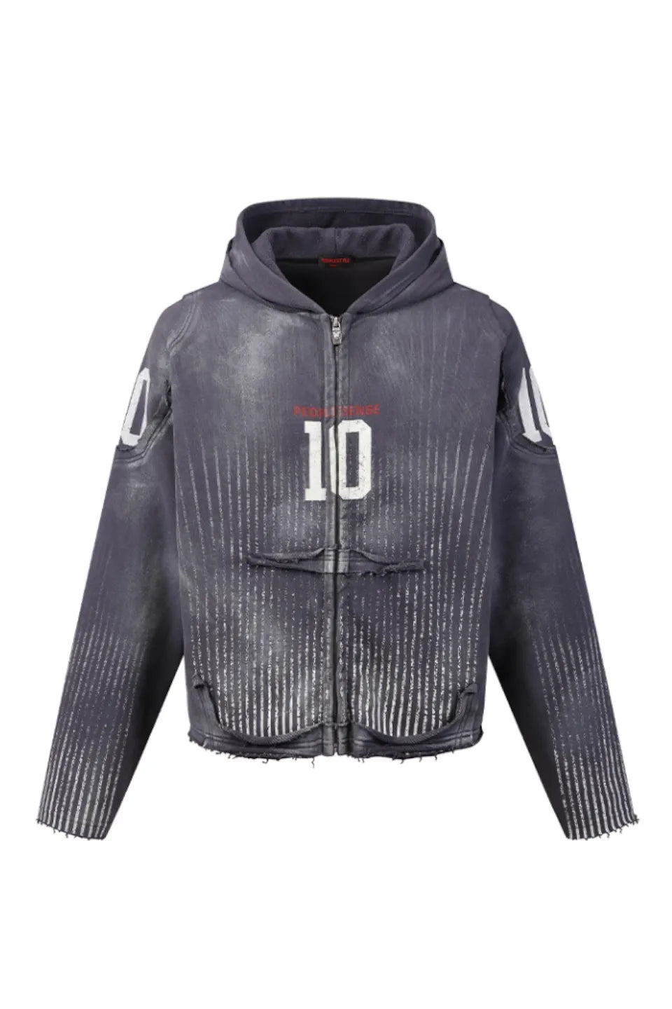 Vertical Striped Distressed Hoodie