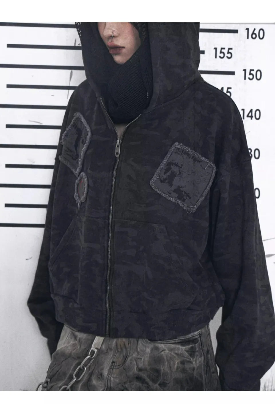Vintage Camouflage Cardigan Hooded Short Wide Boxyfit Sweatshirt