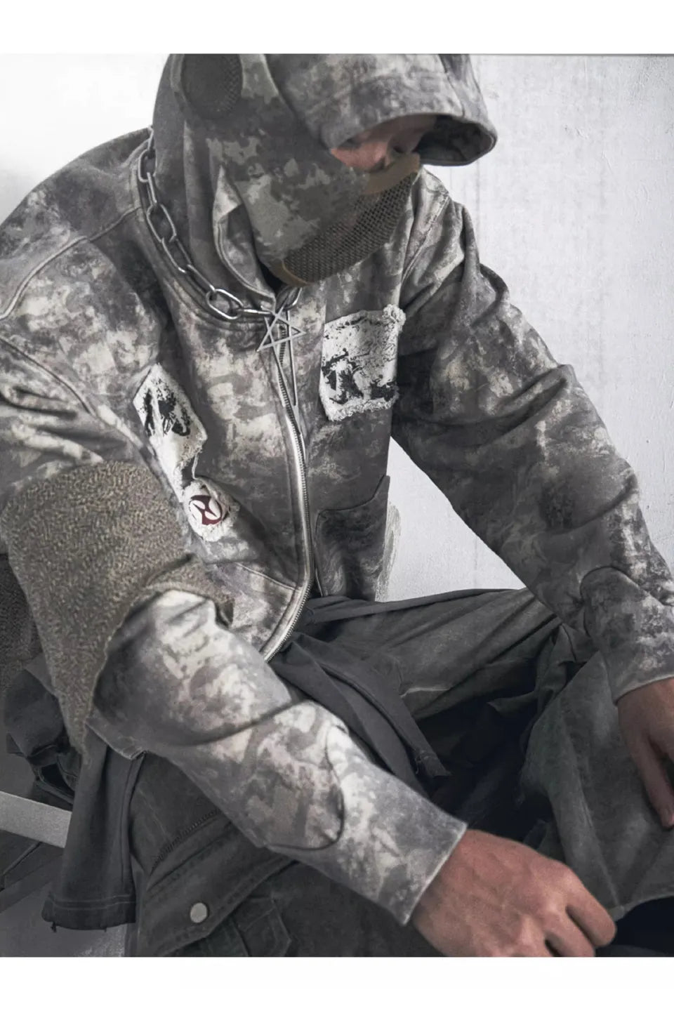 Vintage Camouflage Cardigan Hooded Short Wide Boxyfit Sweatshirt