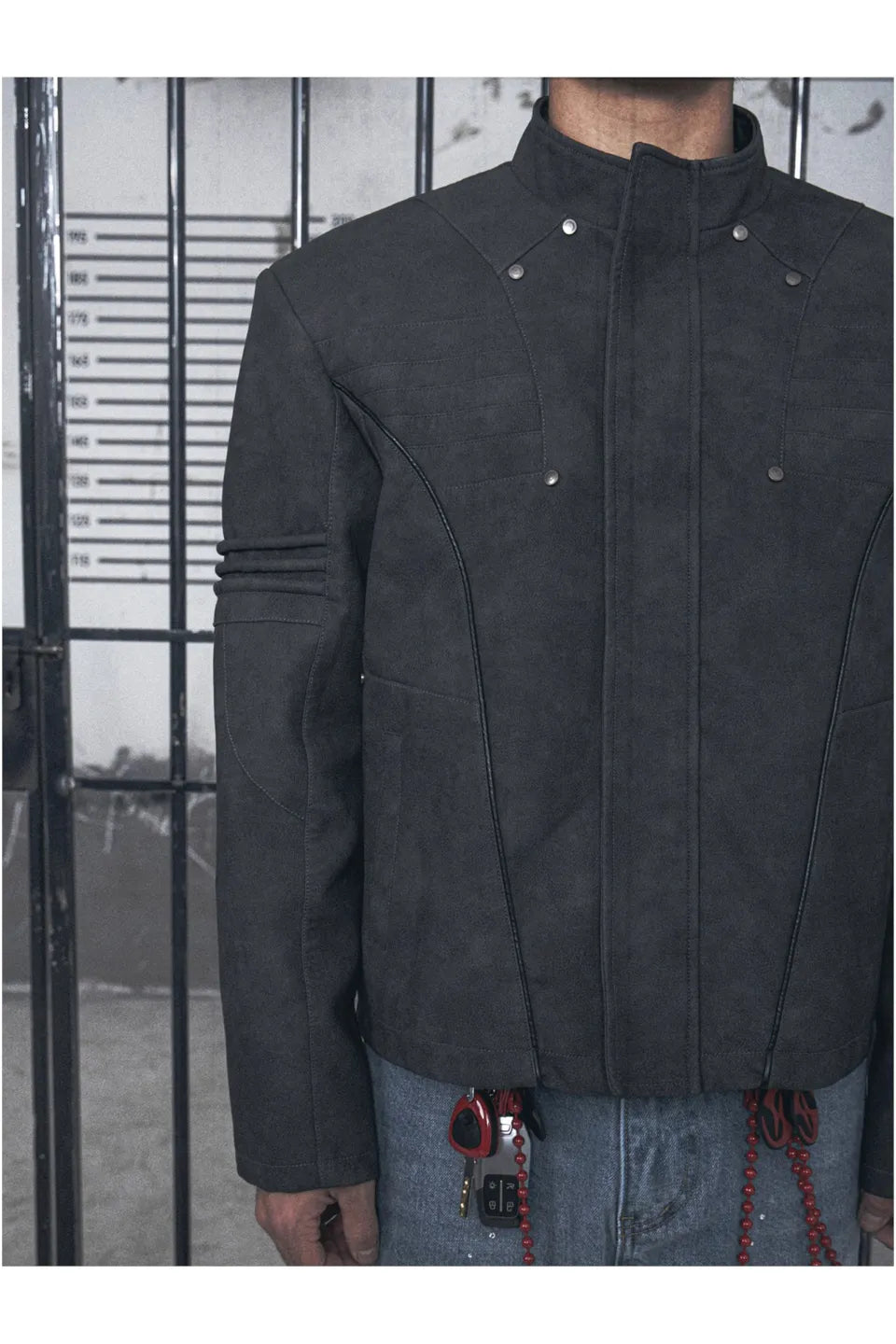 Vintage Distressed PU Leather Jacket