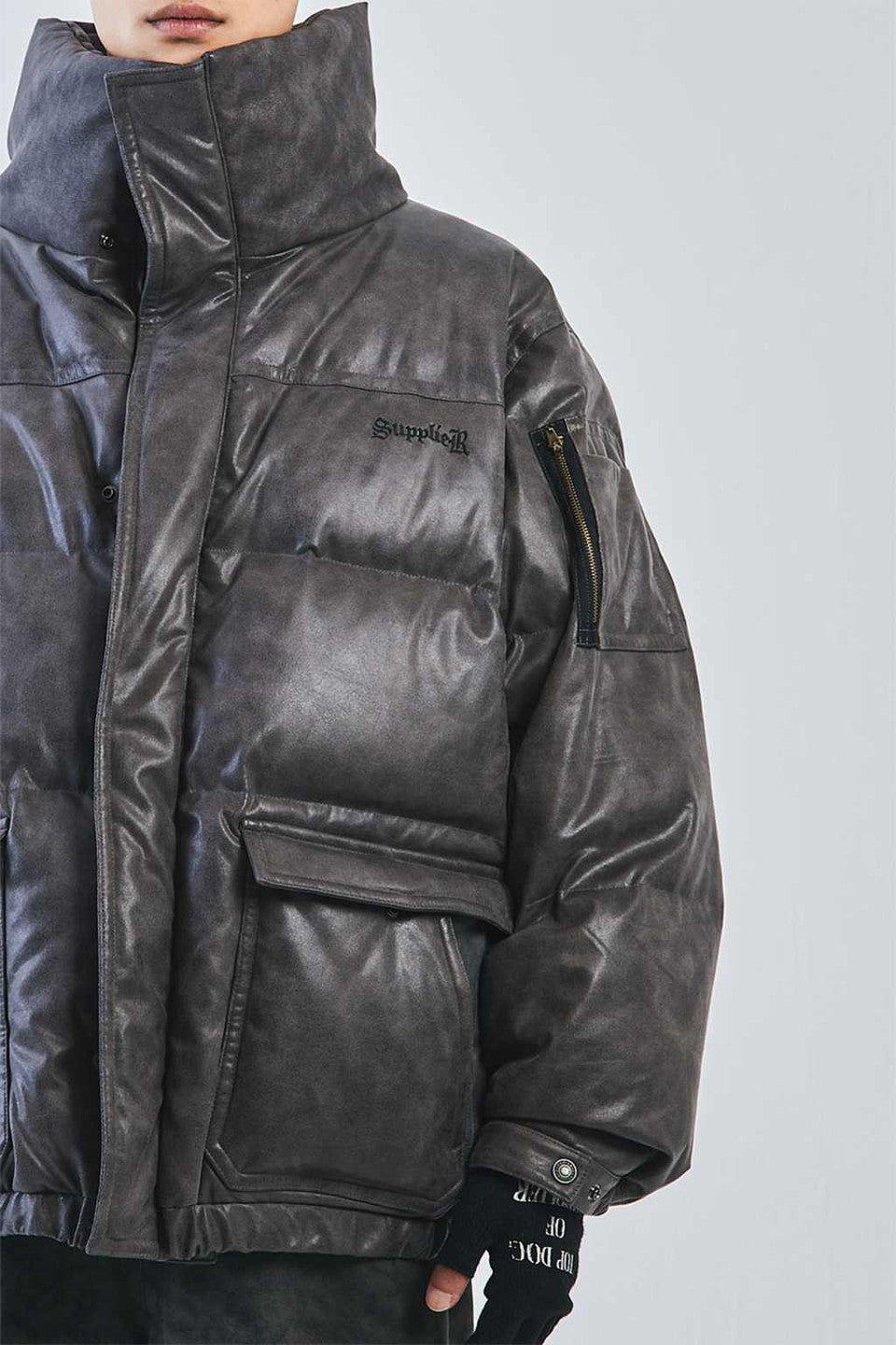 Vintage Faux Leather Puffer