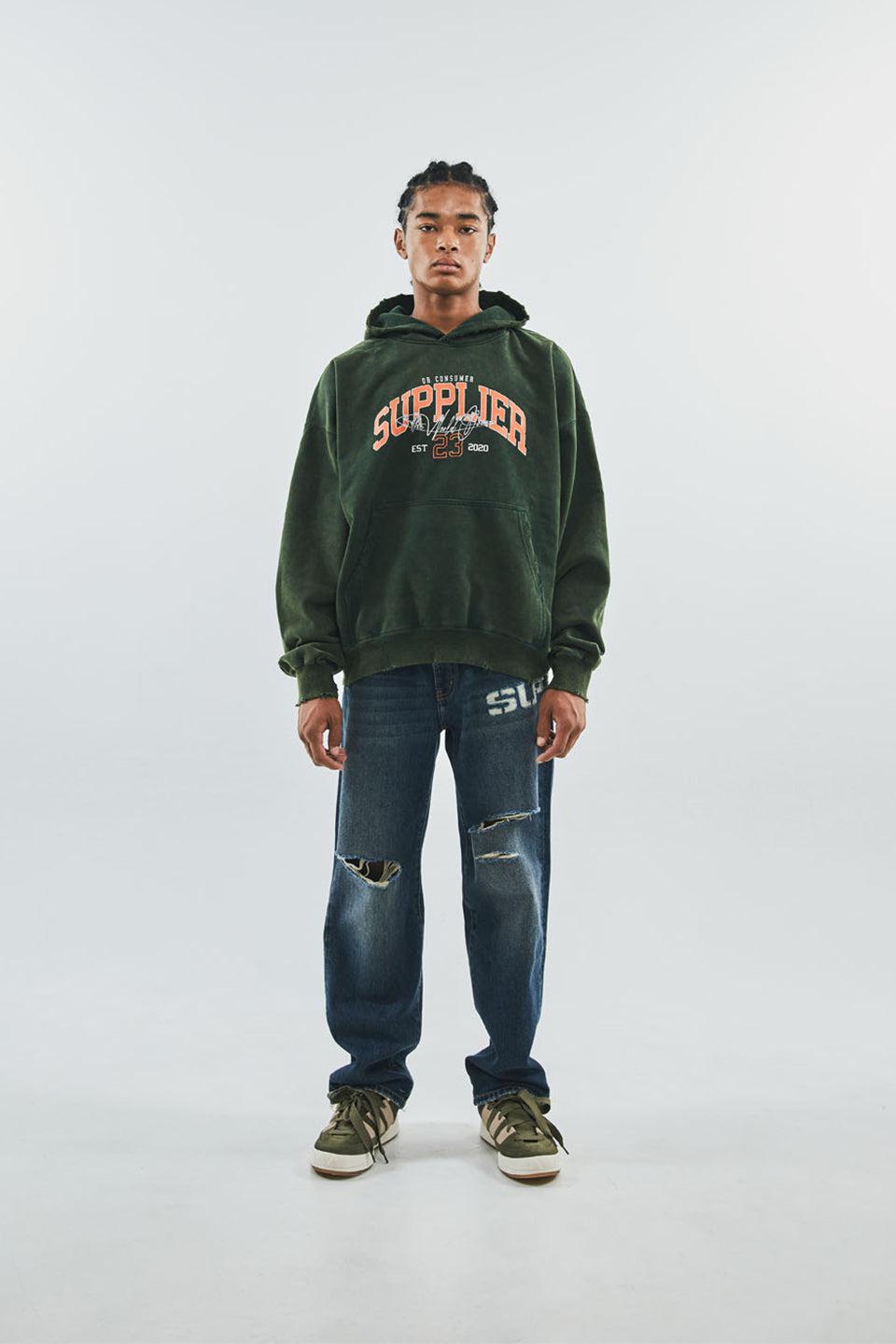 Vintage Wash College Logo Hoodie