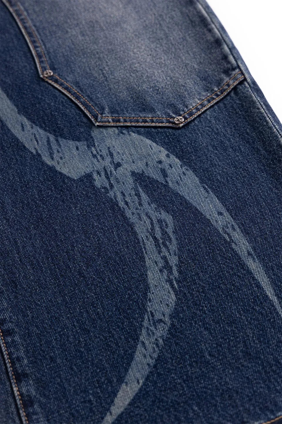 Vintage Wash Tribal Double Knee Baggy Jeans