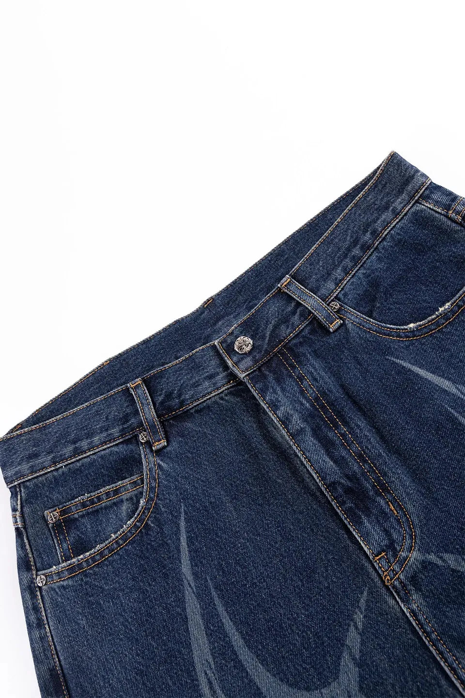 Vintage Wash Tribal Double Knee Baggy Jeans