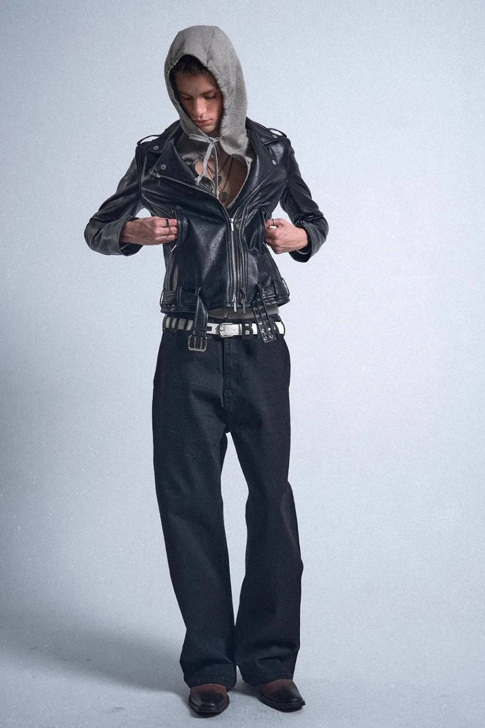 Void Douoble Zipper Adjustable Rock and Roll Leather Biker Jacket