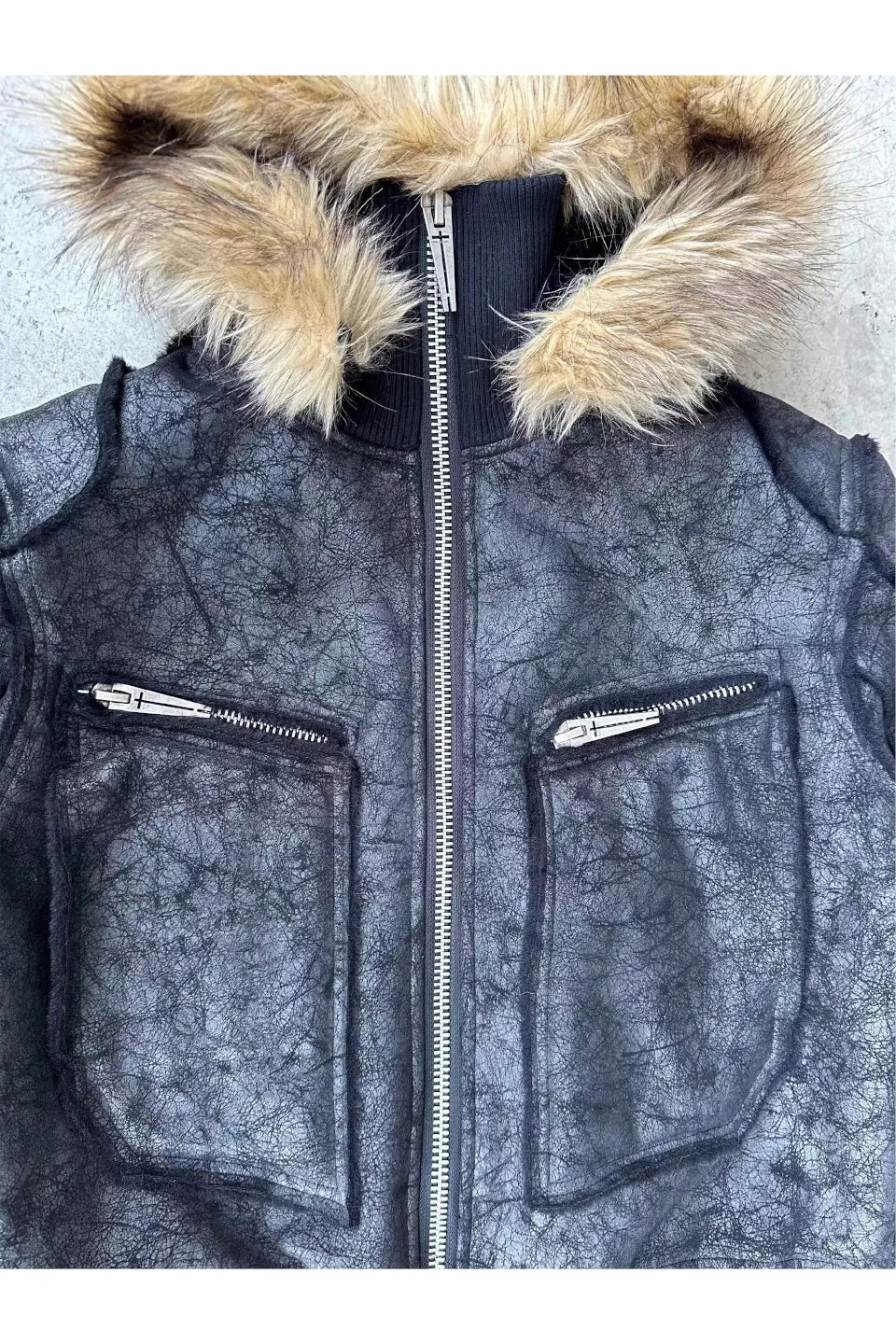 WØR Detachable Fur Collar Leather Jacket