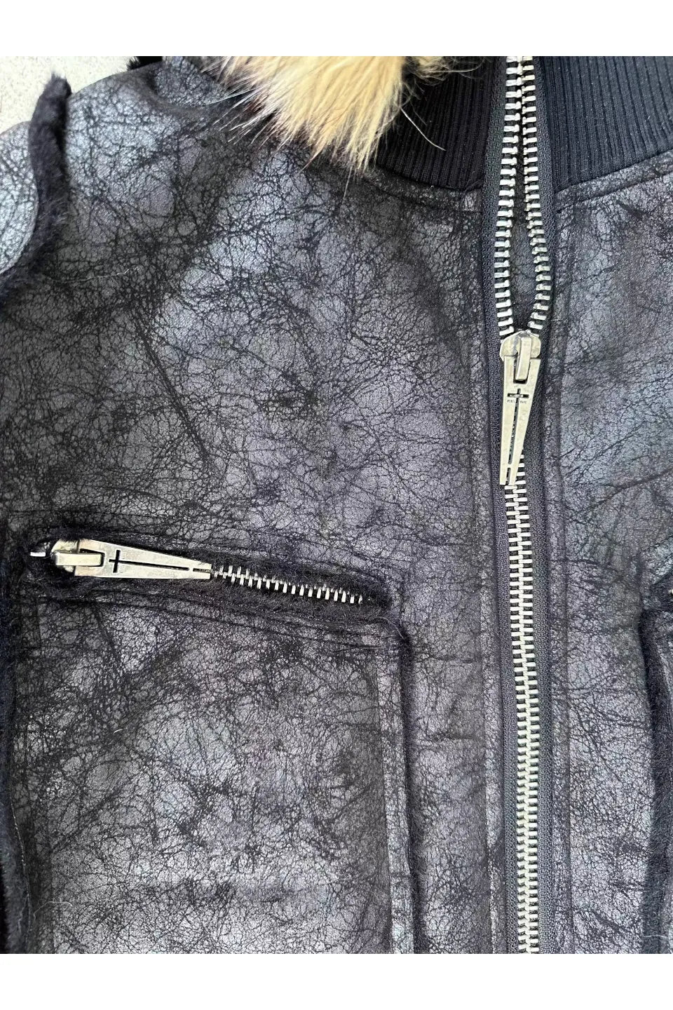 WØR Detachable Fur Collar Leather Jacket