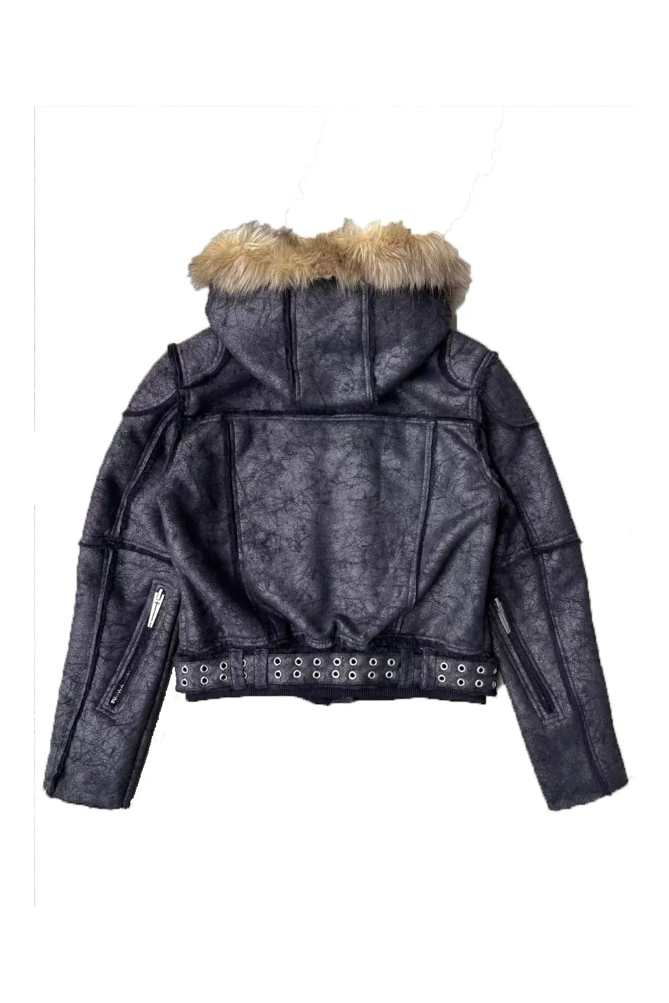 WØR Detachable Fur Collar Leather Jacket