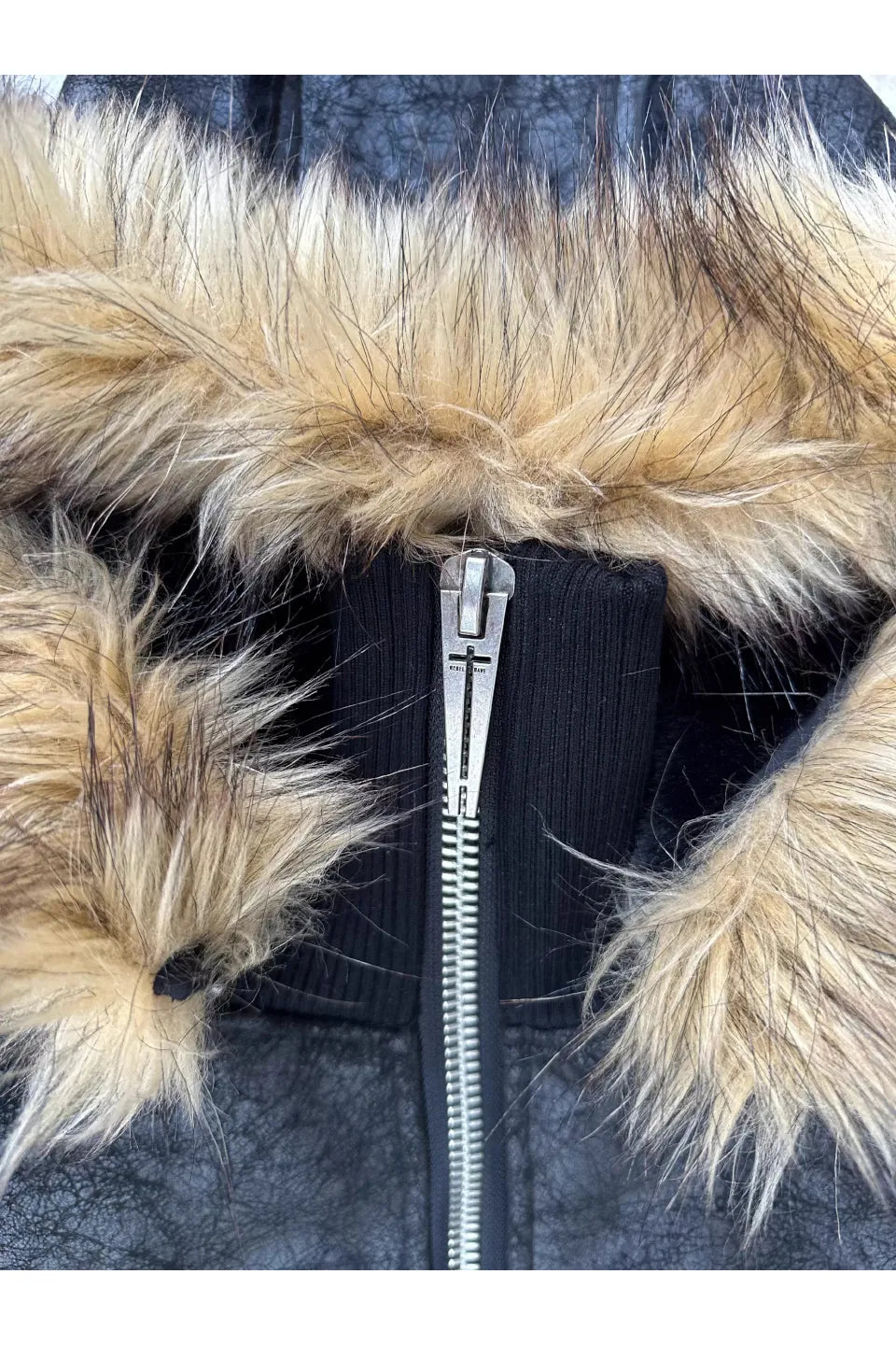 WØR Detachable Fur Collar Leather Jacket