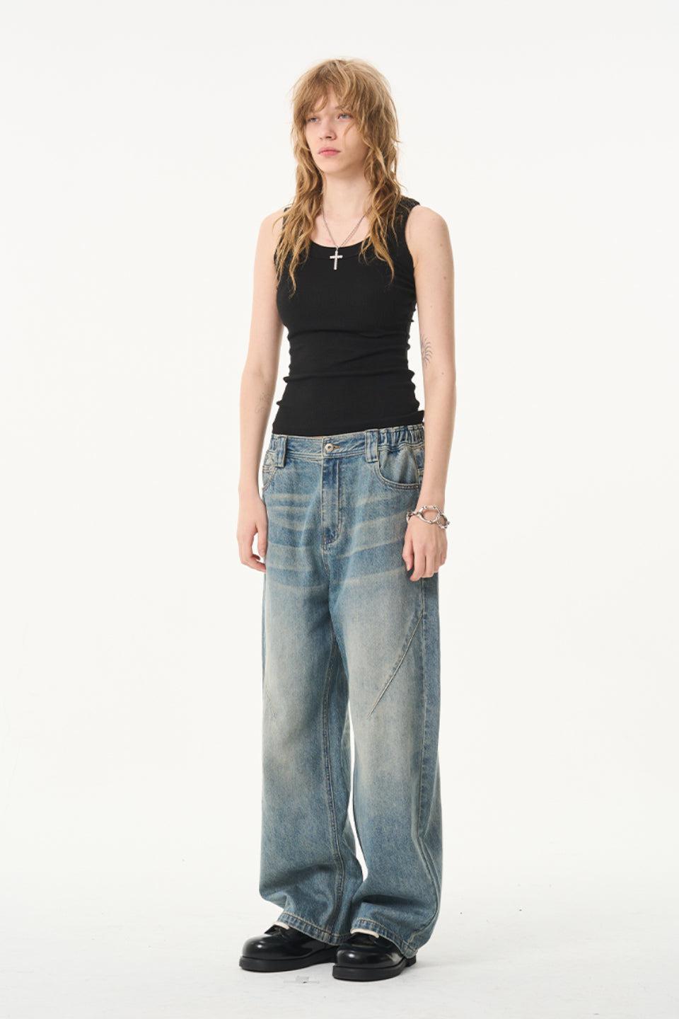 Washed Blue Damage Jeans