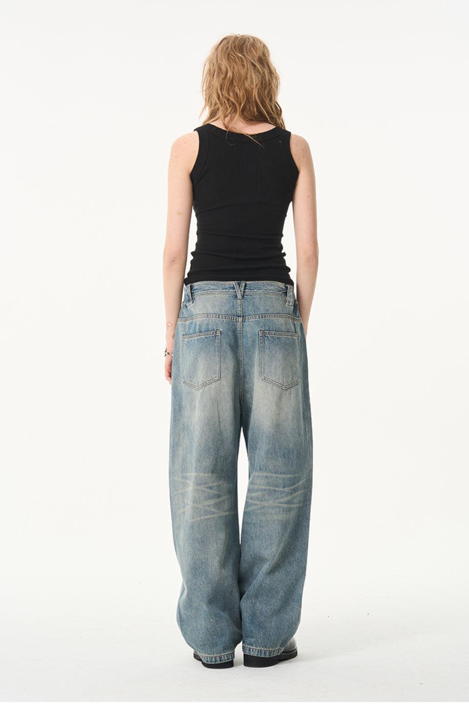 Washed Blue Damage Jeans