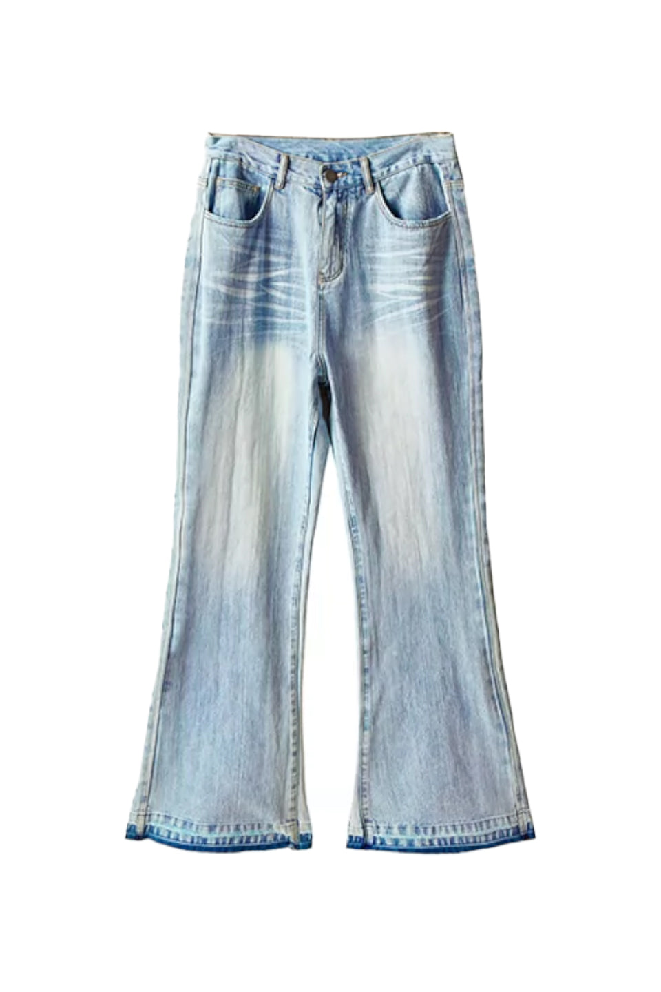 Washed Cat Whisker Denim Patchwork Sweatpants