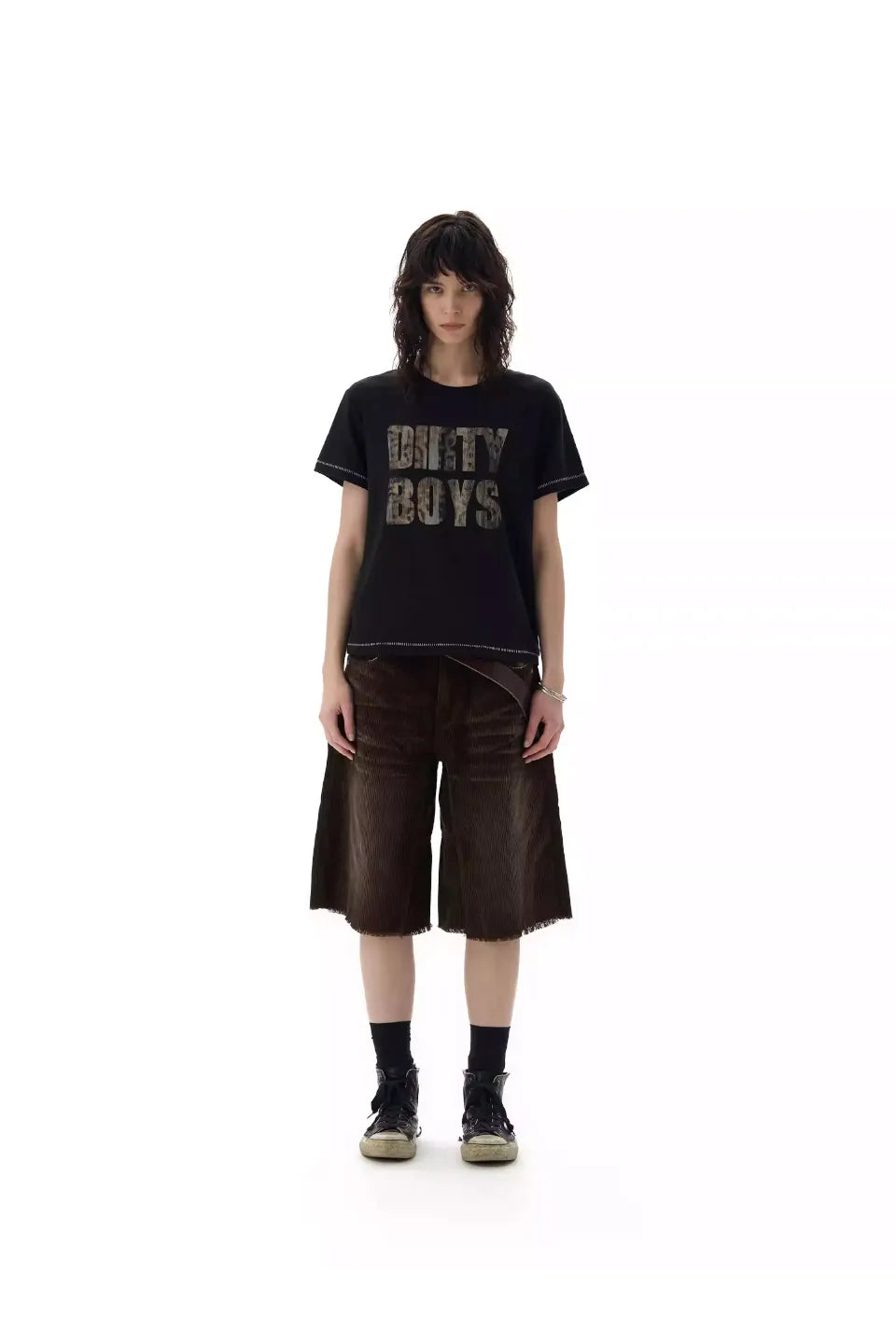 Washed Corduroy Cropped Shorts