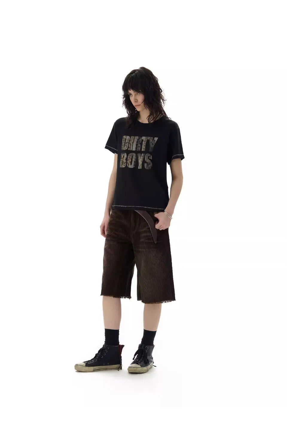 Washed Corduroy Cropped Shorts