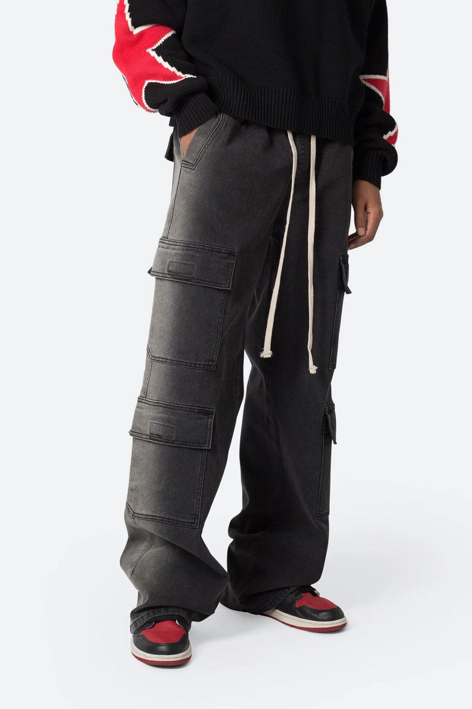 Washed Denim Drawcord Pants
