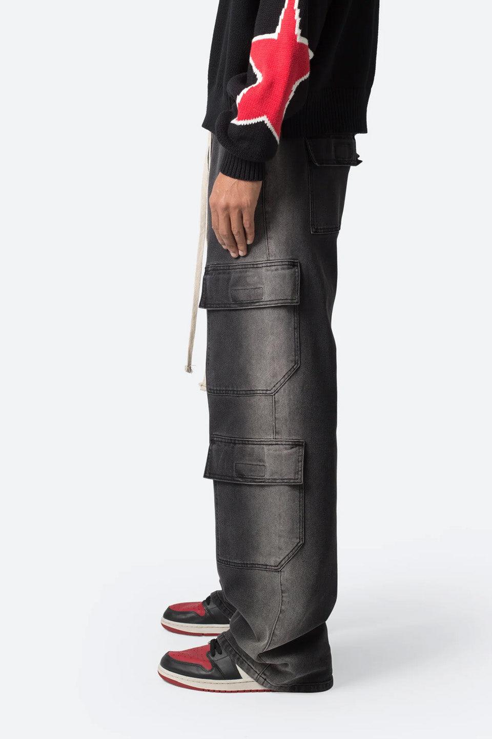 Washed Denim Drawcord Pants
