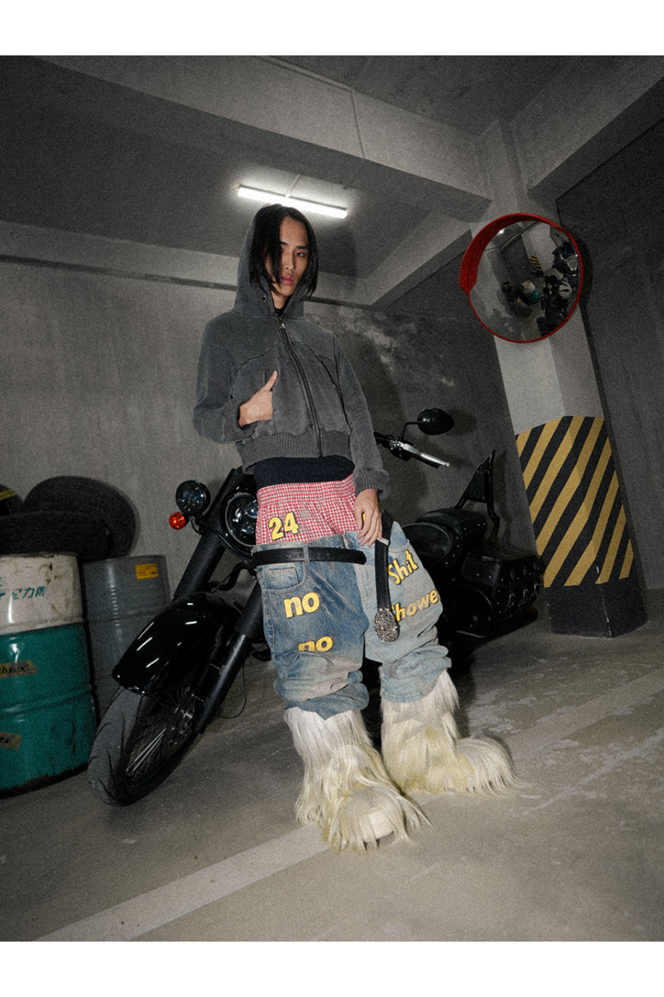 Washed Gray Cropped Hoodie Jacket