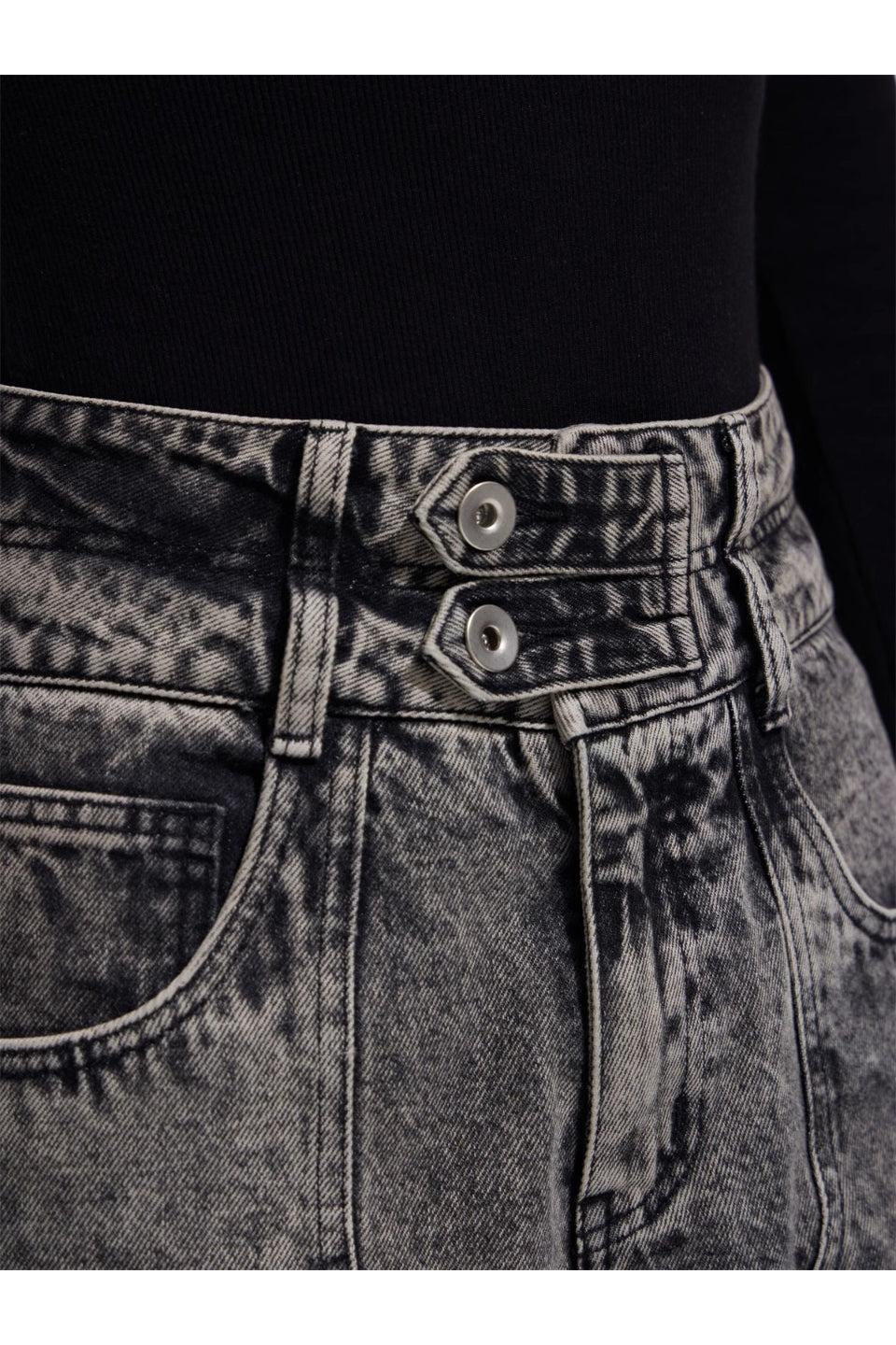 Washed Grey Wide Leg Jeans