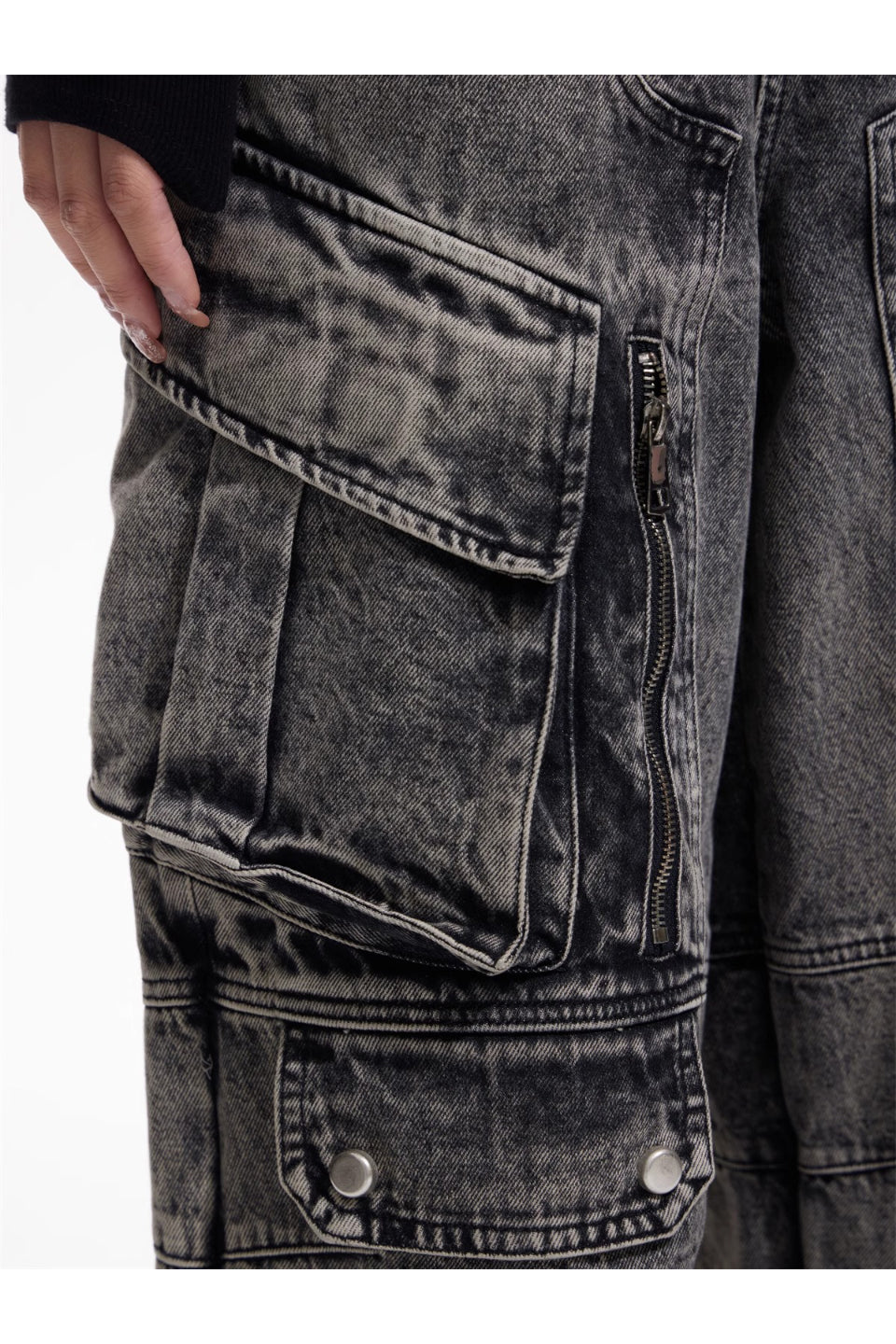 Washed Grey Wide Leg Jeans