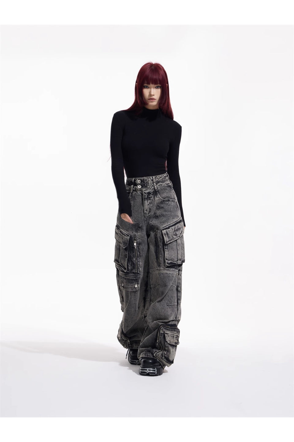 Washed Grey Wide Leg Jeans