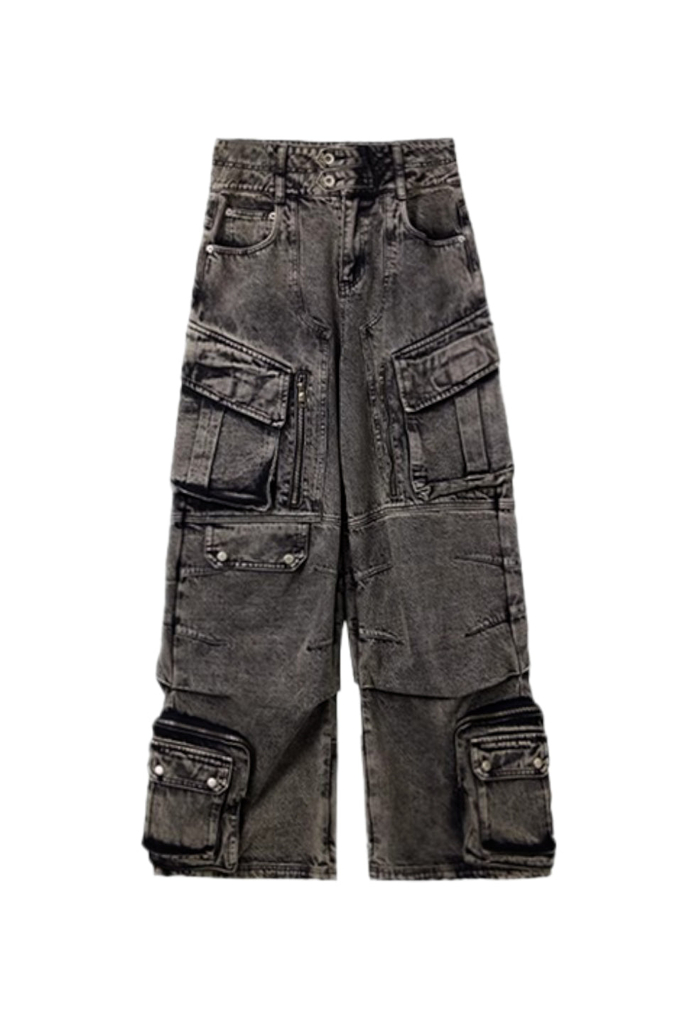 Washed Grey Wide Leg Jeans