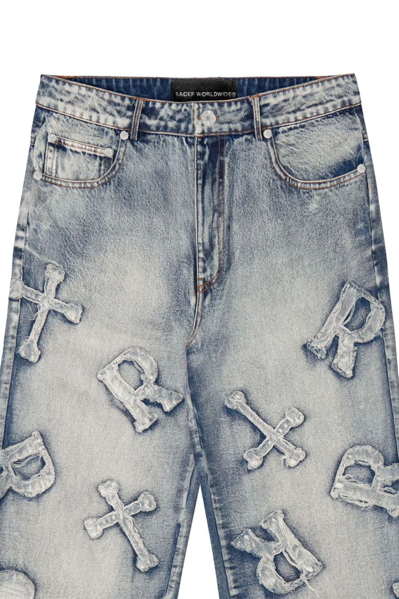 Washed Patch Jeans