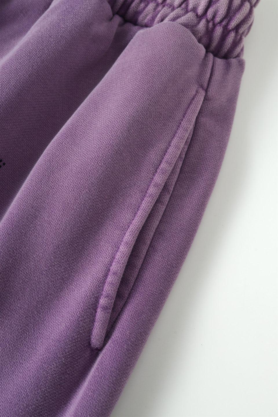 Washed Purple Black Rhinestone Jogger