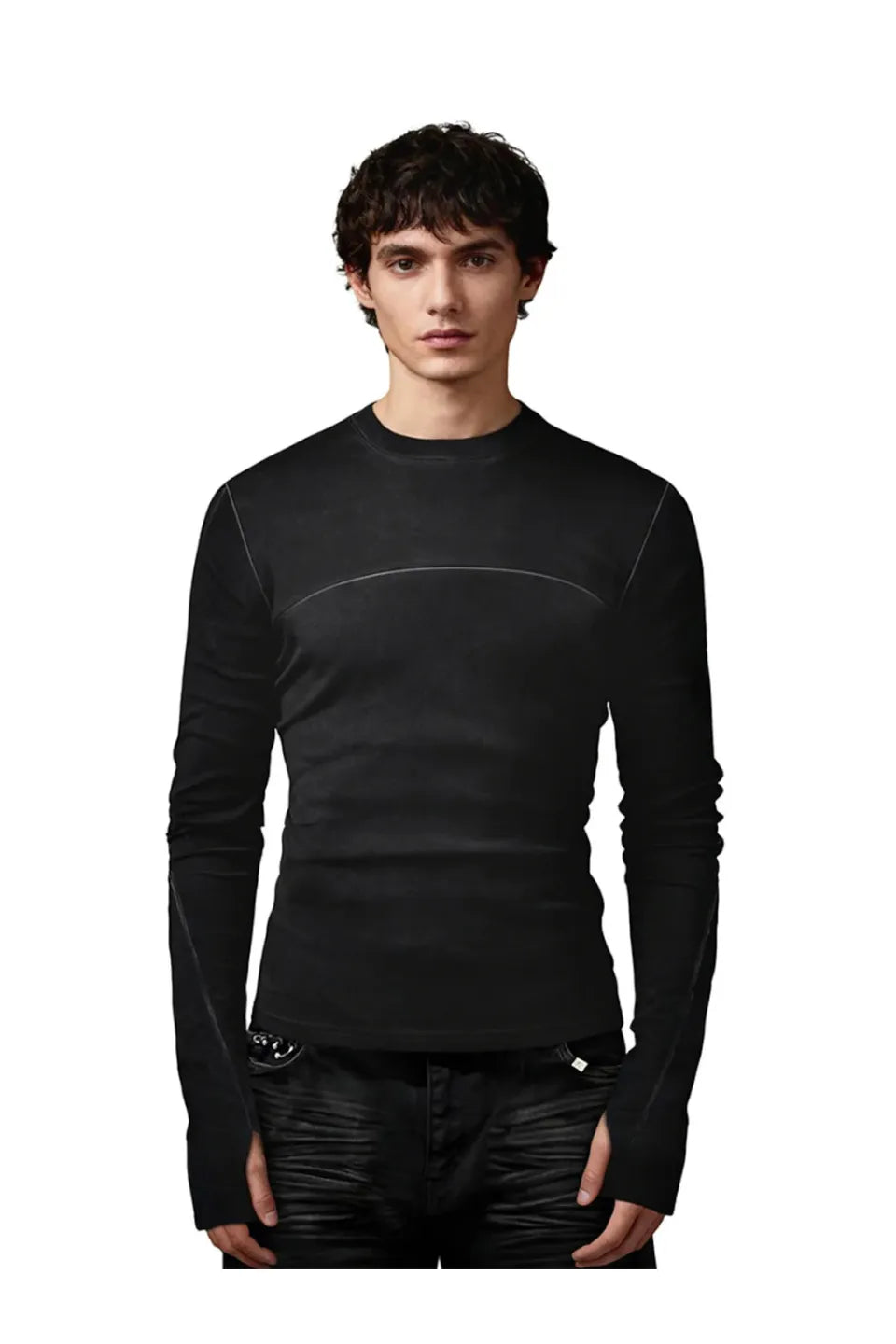 Water Wash Dyed Slim Fit Long Sleeve
