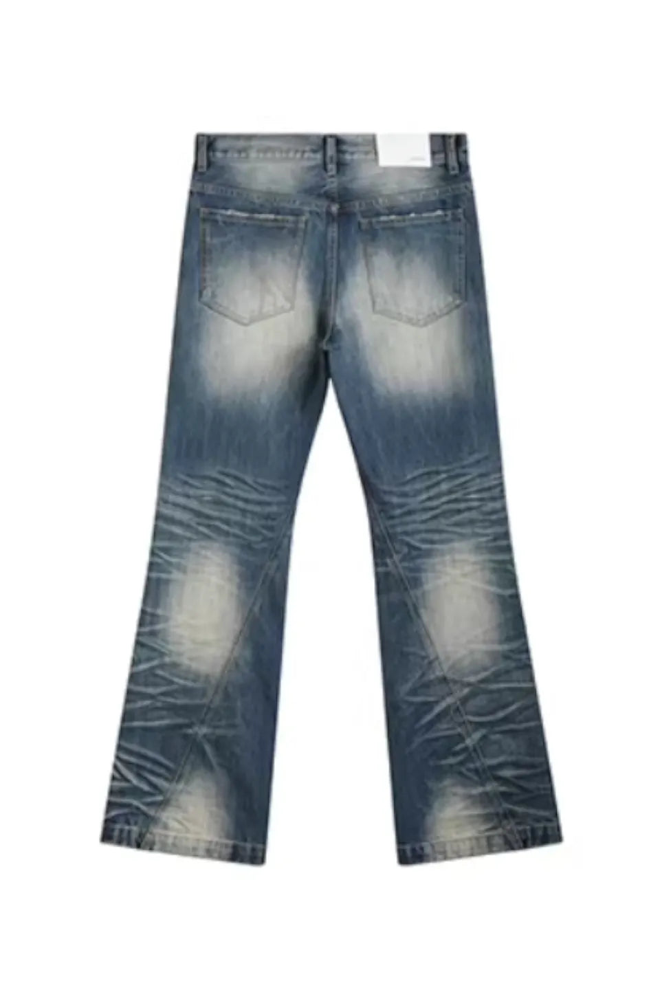 noEmosen Wave Claw Mud Dyed Denim - 泥染め加工の独特な色味と波状のダメージが特徴のワイドデニム背面