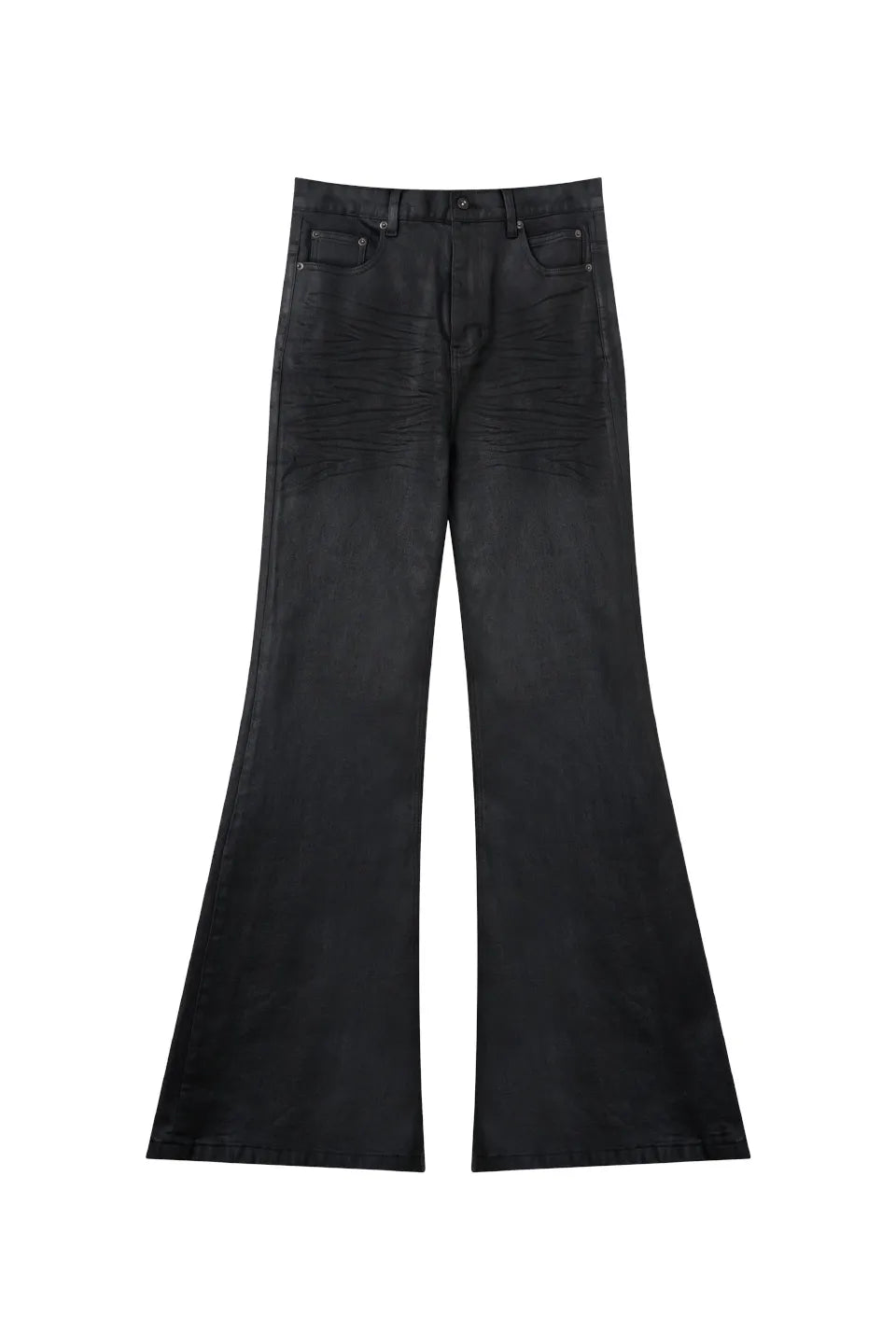 Waxed Flare Denim Trousers