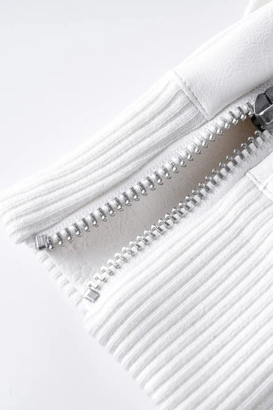 White Double Zipper Layered Gloves